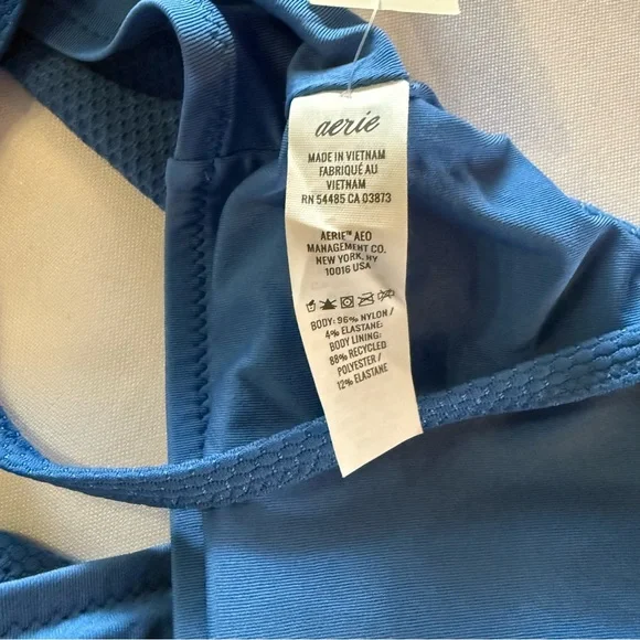 Aerie Blue Textured Padded Bikini Top | Adjustable Straps | Swim Top Size M - Picture 7 of 7